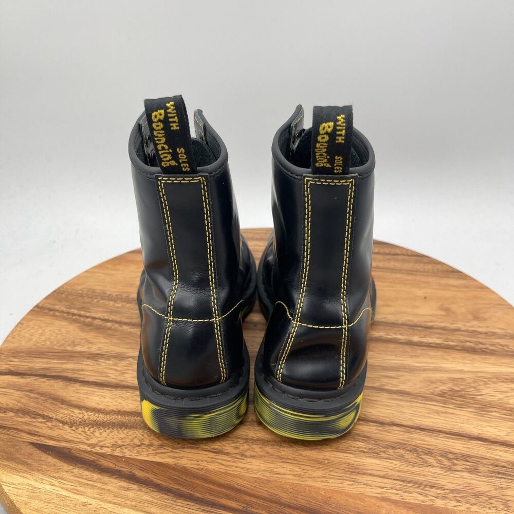 Dr. Martens 1460 8-Eye Boots Womens Size 7 Black Lava Yellow Combat Smooth - Picture 4 of 9